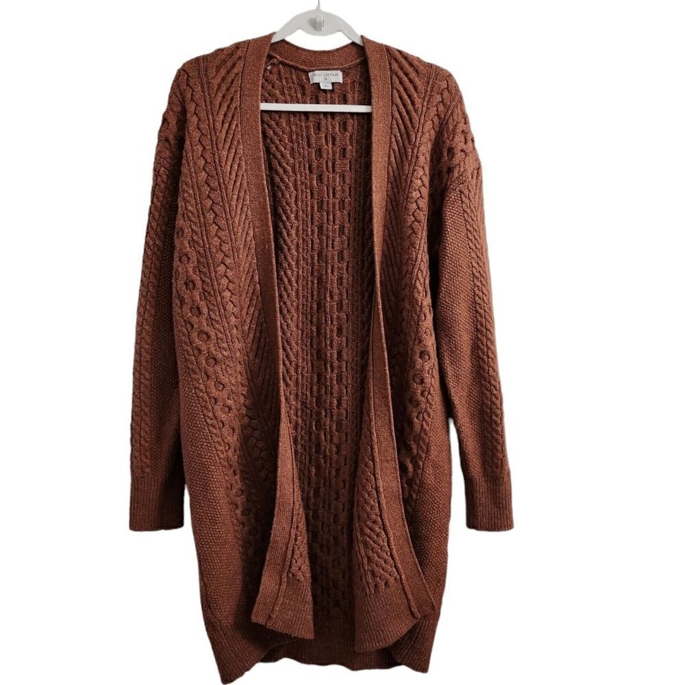 Nili Lotan x Target Cardigan Small Brown‎ Chunky Knit Longline Duster Sweater